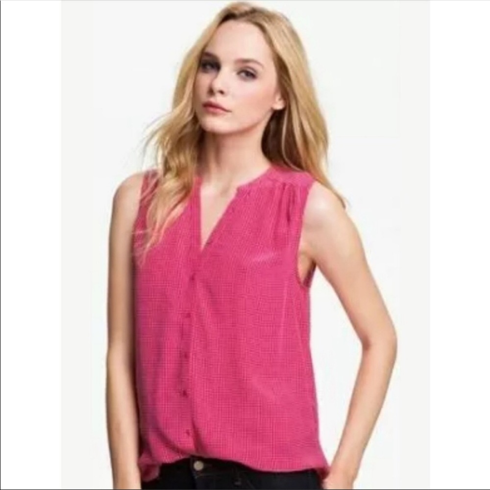 Joie Sleeveless Button Down Silk Top Pink Blouse M